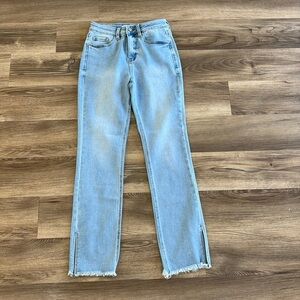 Women's 5 Pocket Grace & Emma Jeans Side Split Hem Size 6 Medium Wash EUC